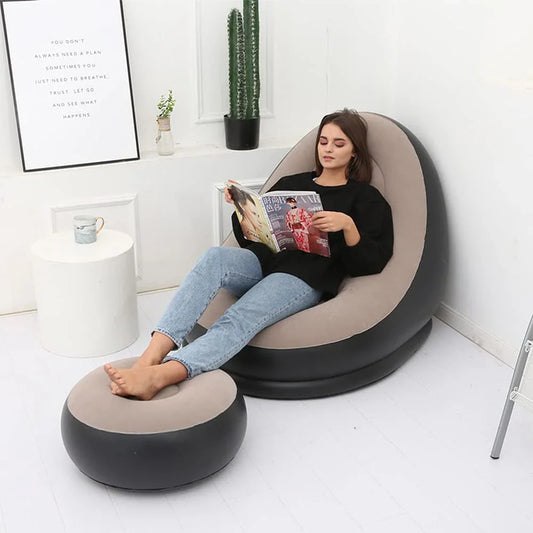 Inflatable Sofa with Footrest– Perfect for Home and Travel